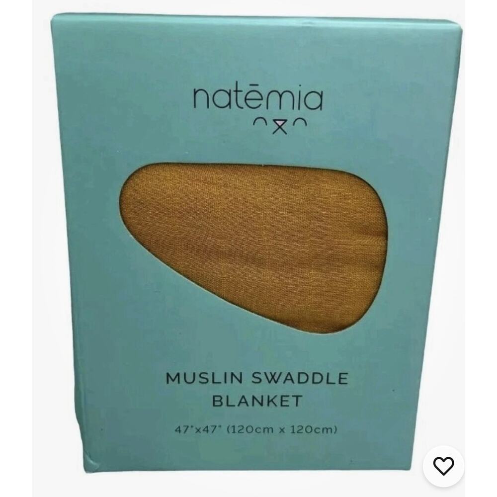 Natemia Bamboo Muslin Swaddle Blanket Harvest Gold 47" x 47" New